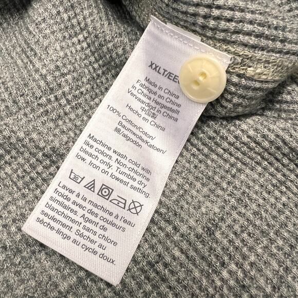 Wallace & Barnes Thermal Shirt Mens XXLT Gray Waffle Knit Henley Tee Casual - Picture 5 of 8